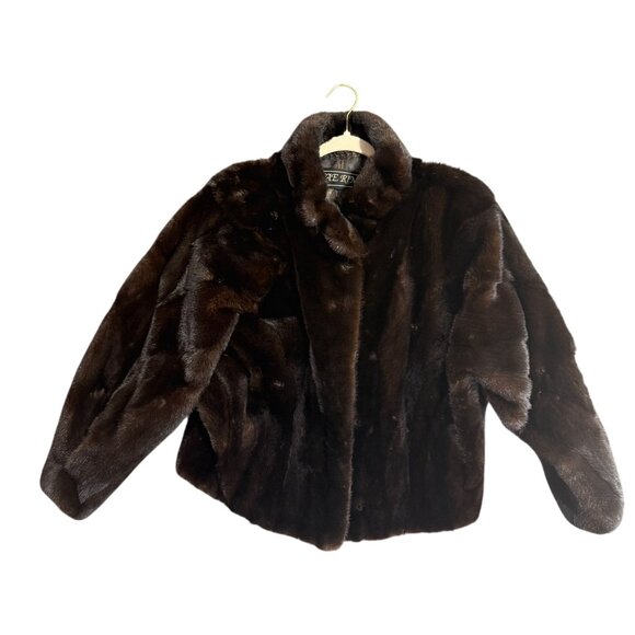 The American Fur Awards Ultra Mink Fur Jacket Coat Womens Size 11 Brown - Picture 1 of 11